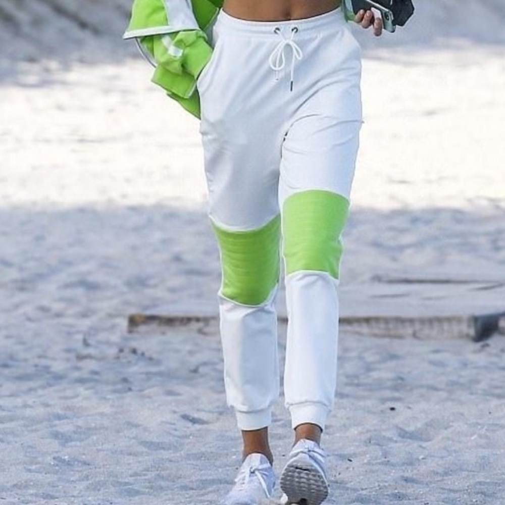 I.AM.GIA White with Lime Chyna Track Pant
